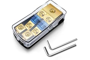 BULVACK 2 Way Mini ANL Fuse Holder, Copper 0/2/4 Gauge to 4/6/8 Gauge 60 Amp Fuse Distribution Block for Car Truck Boat Audio Stereo Amplifier