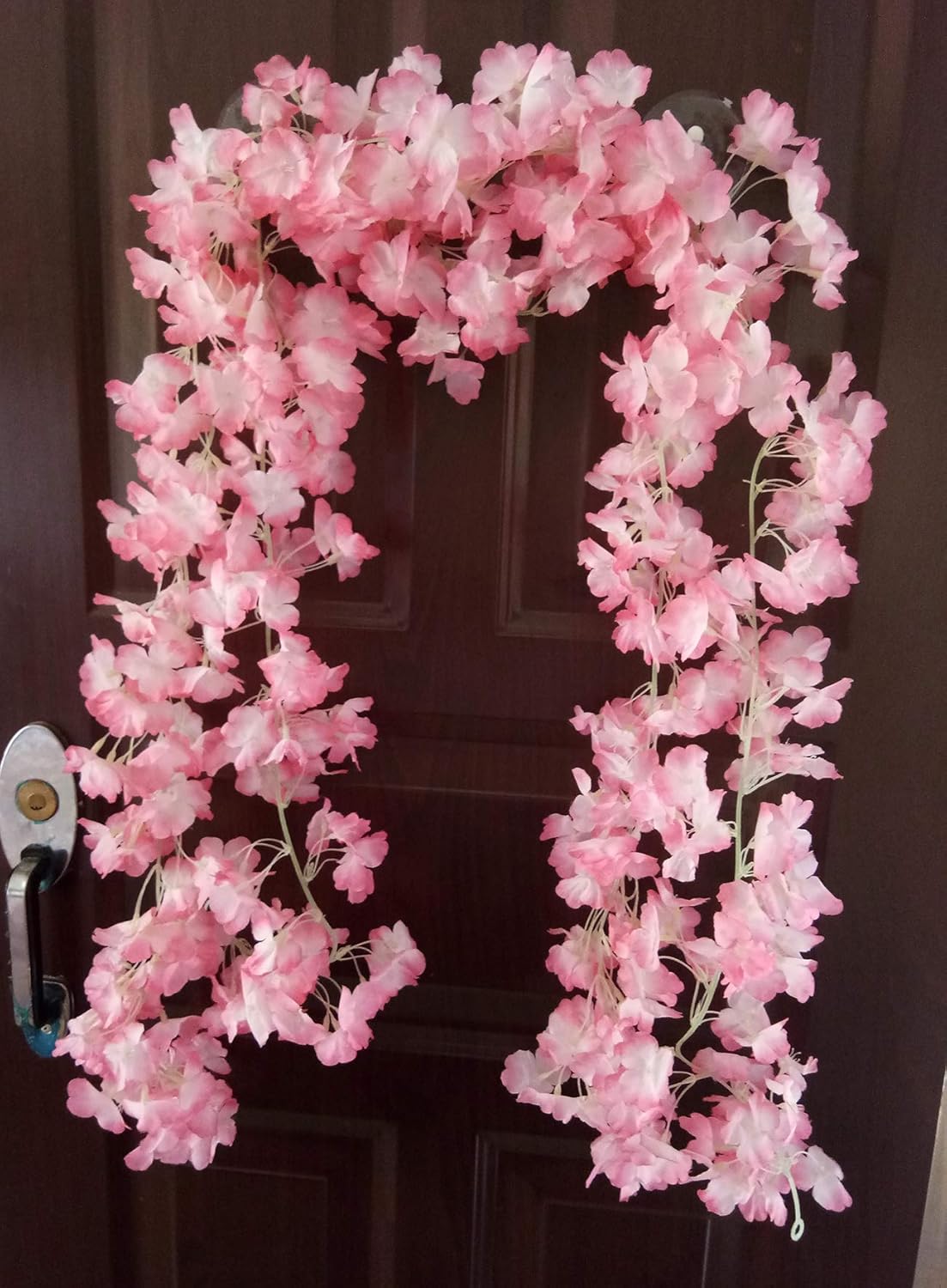 Bluexp 2 Pack180cm Artificial Cherry Blossom Silk Flower Garlands Simulation Fake Hanging Sakura Rattan Ivy Vine
