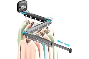 Qivine Wall Mounted Clothes Drying Rack, Retractable Laundry Drying Rack Collapsible Suction Cup Clothes Drying Rack Retracta