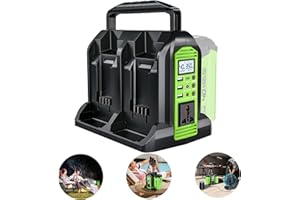 HIESUAN Power Inverter for Greenworks 40V Battery, 350W 4-Port DC 40V to AC 120V Power Station, Battery Converter with LED Light, 6 Output Ports for RV Camping, Emergency(Battery Not Included)