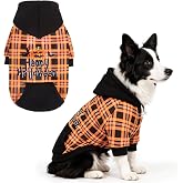 PUPTECK Halloween Dog Hoodie Fall Pet Sweatshirt Soft Warm Clothes Fleece Lined with Hat for Small Medium Large Dogs, Pocket Design, Black L