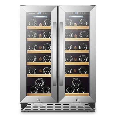 Buy Sinoartizan 24 Inch Wine Cooler Refrigerator With Stainless Steel French Doors Dual Zone Wine Fridge For Built In Online In Indonesia B08c4v3vnq