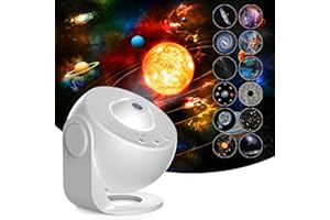 Star Projector,FLEVO Planetarium Projector for Bedroom Ultra Clear Galaxy Night Light with 4K Replaceable 12 Galaxy Discs 360 Degree Rotation Real Sky Light for Kids Room Birthday Valentines Gift