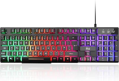 Rii Gaming Keyboard UK Layout USB Wired Rainbow Backlit 105 Keys