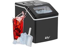 Deco Chef Countertop Ice Maker 40LB/24H, 24 Full Cubes Every 15 Minutes, Adjustable Size, Digital Control and Timer, Self-Cleaning, EZ Access Flip Lid, Scoop Included, Black