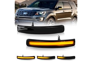 D-Lumina Sequential LED Side Mirror Turn Signal Lights Smoked Lens for Fo-rd Explorer 2011-2019, Dynamic Indicator Mirror Marker Blinker Light Lamp, Pack of 2