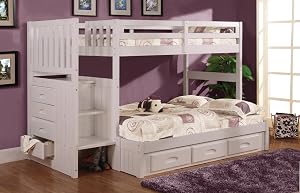 Twin Over Full Stair Stepper Bed with 3 Drawers