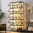 ouioyggk Curio Display Cabinet, 5-Tier Storage Shelves with Acrylic Glass Door, Collectibles Toy Organizers Rack & Display Shelf, Kids Bookshelf and Bookcase for Playroom, Bedroom