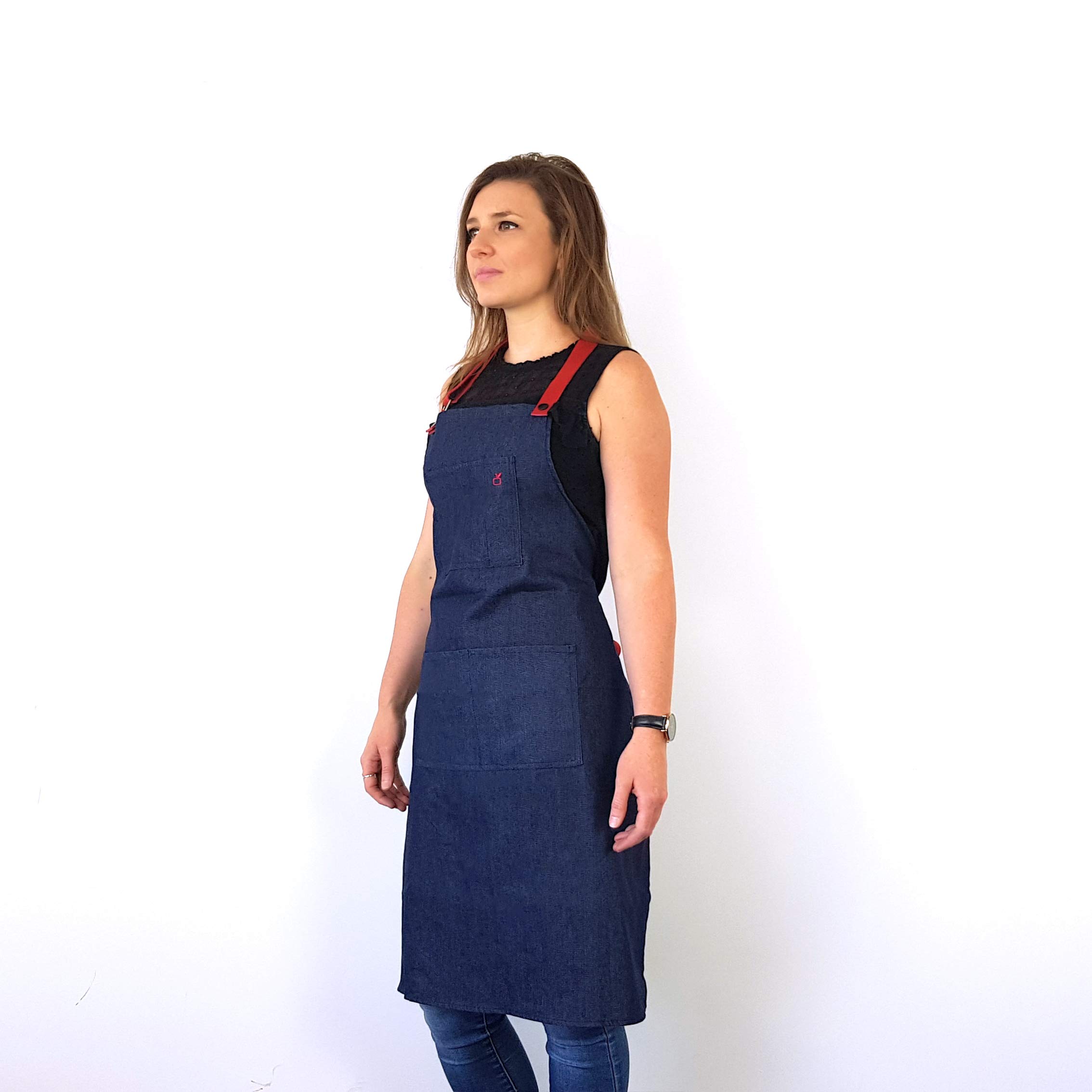 COOKUT - Jam-Denim Apron with Leather Belt, Packed in a Jar - Protects your clothes while cooking