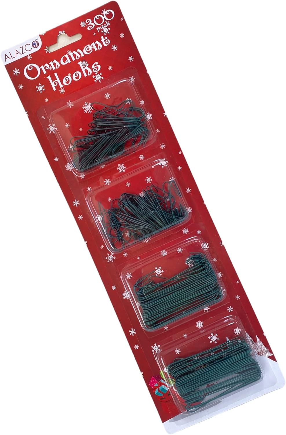 Ornament Hooks - ALAZCO Christmas Holiday Ornament Hanger Hooks (300 Green) Hang Holiday Ornaments & Decorations Tree, Garlands & Wreaths