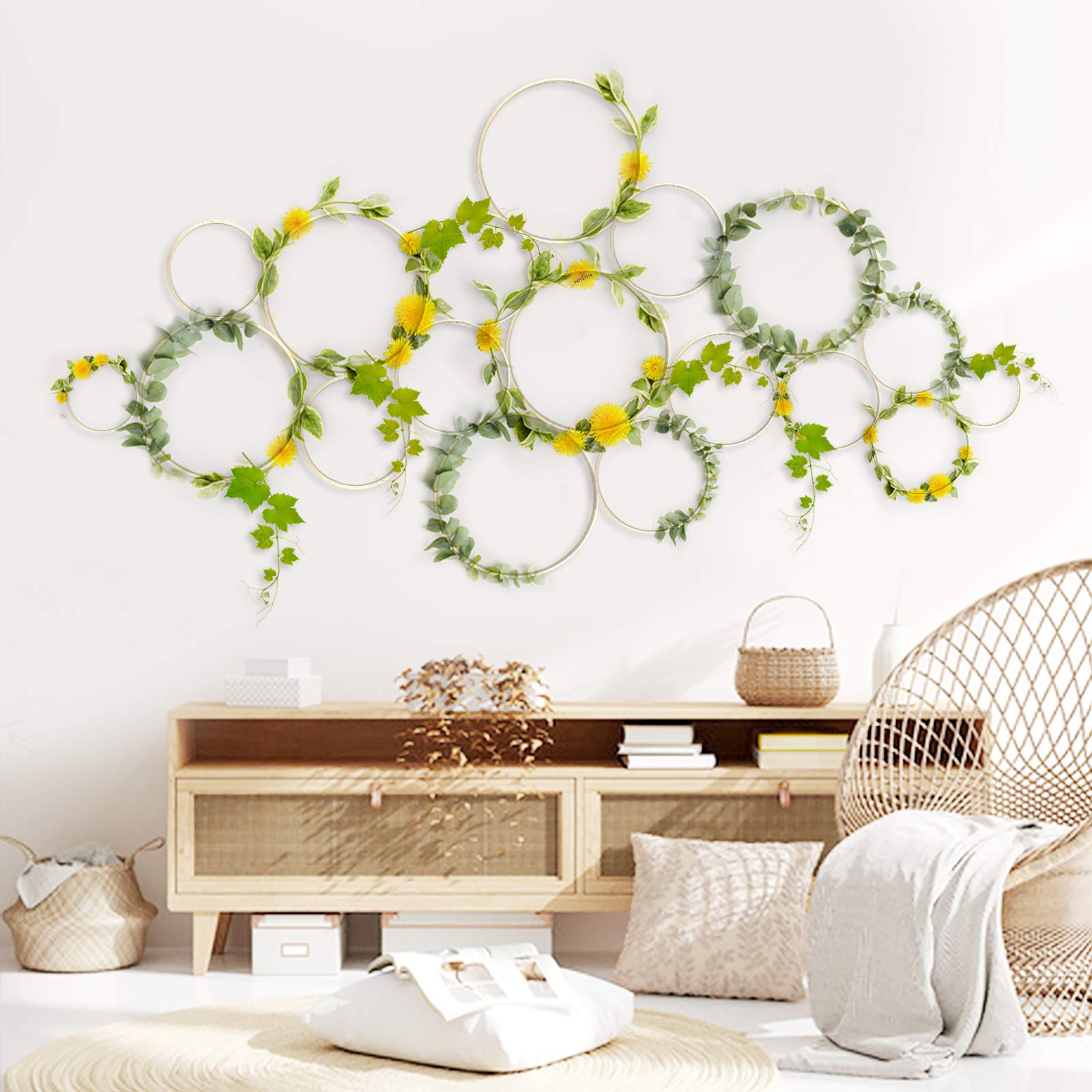 Sunlit Boho 18 PCS Bamboo Wall Trellis DIY Set, Plant Trellis, Vines Trellis, Display for Climbing Potted Plants, Rustic Vintage Home Decor