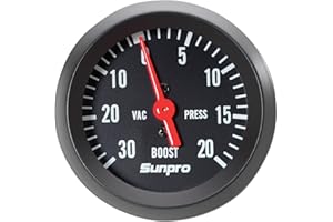 Sunpro CP8213 StyleLine Mechanical Vacuum/Boost Gauge - Black Dial