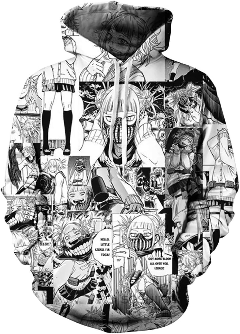 Chaos World Men's Hoodie Ahegao 3D Print Hooded Sweatshirts Long Sleeve Pullover with Pockets
