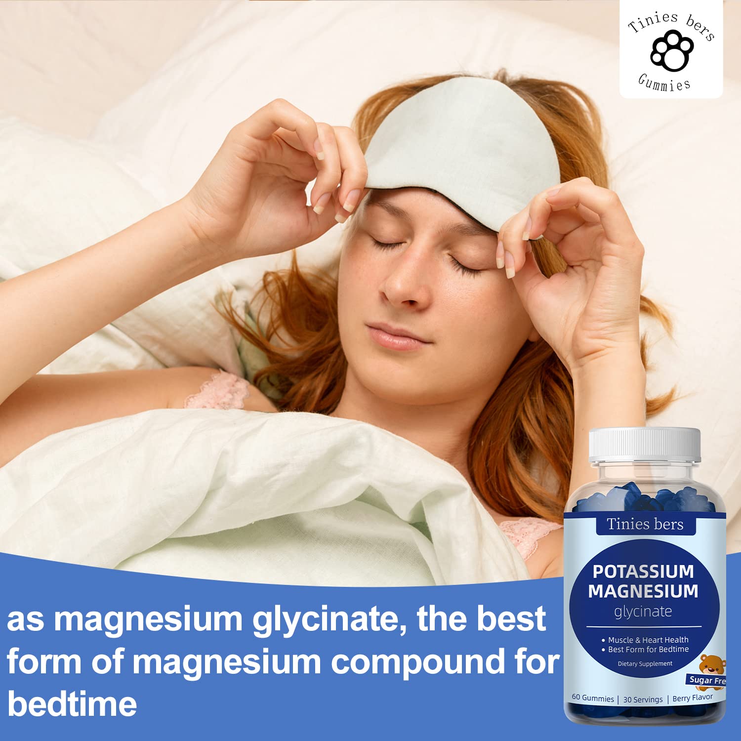 Magnesium Threonate Gummies 500mg and Potassium Magnesium Gummies, Sugar Free for Adults and Kids, Fruits Flavor, Vegan, Pectin, Non-GMO, Gulten Free