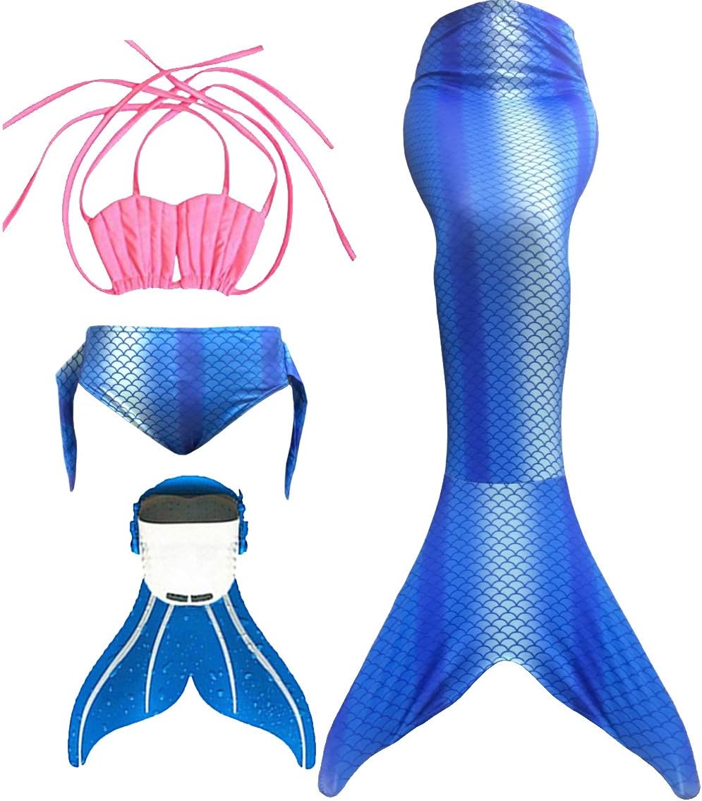 SPEEDEVE Kids Girls Mermaid Tails Cosplay Swimwear Bikini Sets with Monofin