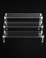 QWORK 2 Pack 3 Tier Clear Acrylic Display Stand 30x21x15cm 4mm Thickened view 3