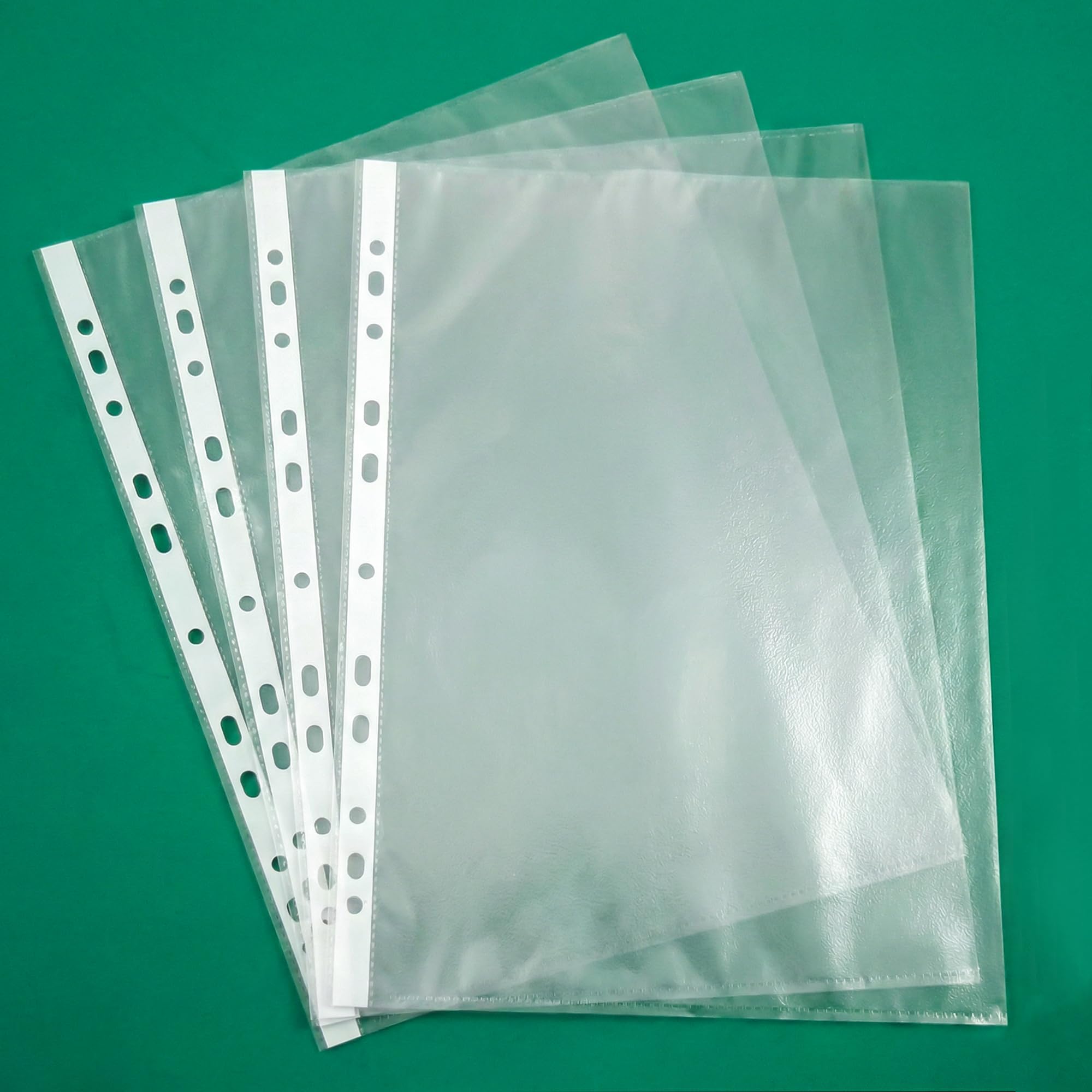 ASPIRE UK 50 Punched A4 Plastic File Jackets 11 Hole Top Opening, Clear Poly Folders for Ring Binders, Waterproof Document Sleeves for Office, School & Home Filing, Durable Transparent Files