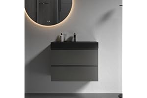 BLUHOUZZ Alice 30 Inch Bathroom Vanity with Sink, Large Storage Wall Mounted Floating Bathroom Vanity for Modern Bathroom, One-Piece Sink Basin Minimalist Bathroom Sink Cabinet