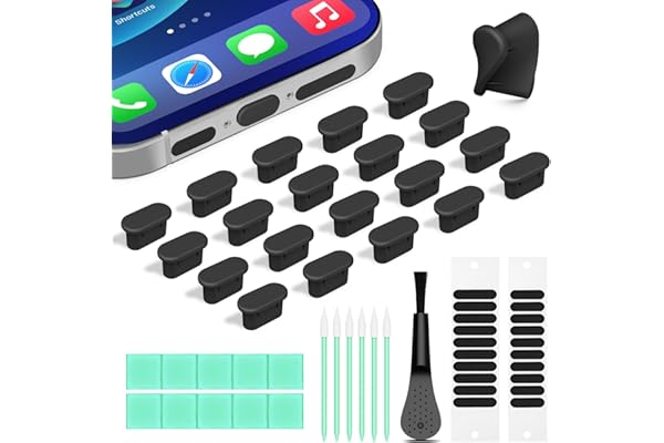 Silicone USB C Dust Plug with Phone Speaker Cover,5-in-1 31 Pack Charging Port Cover Cleaning Kit,Type C Anti Dust Plug for i