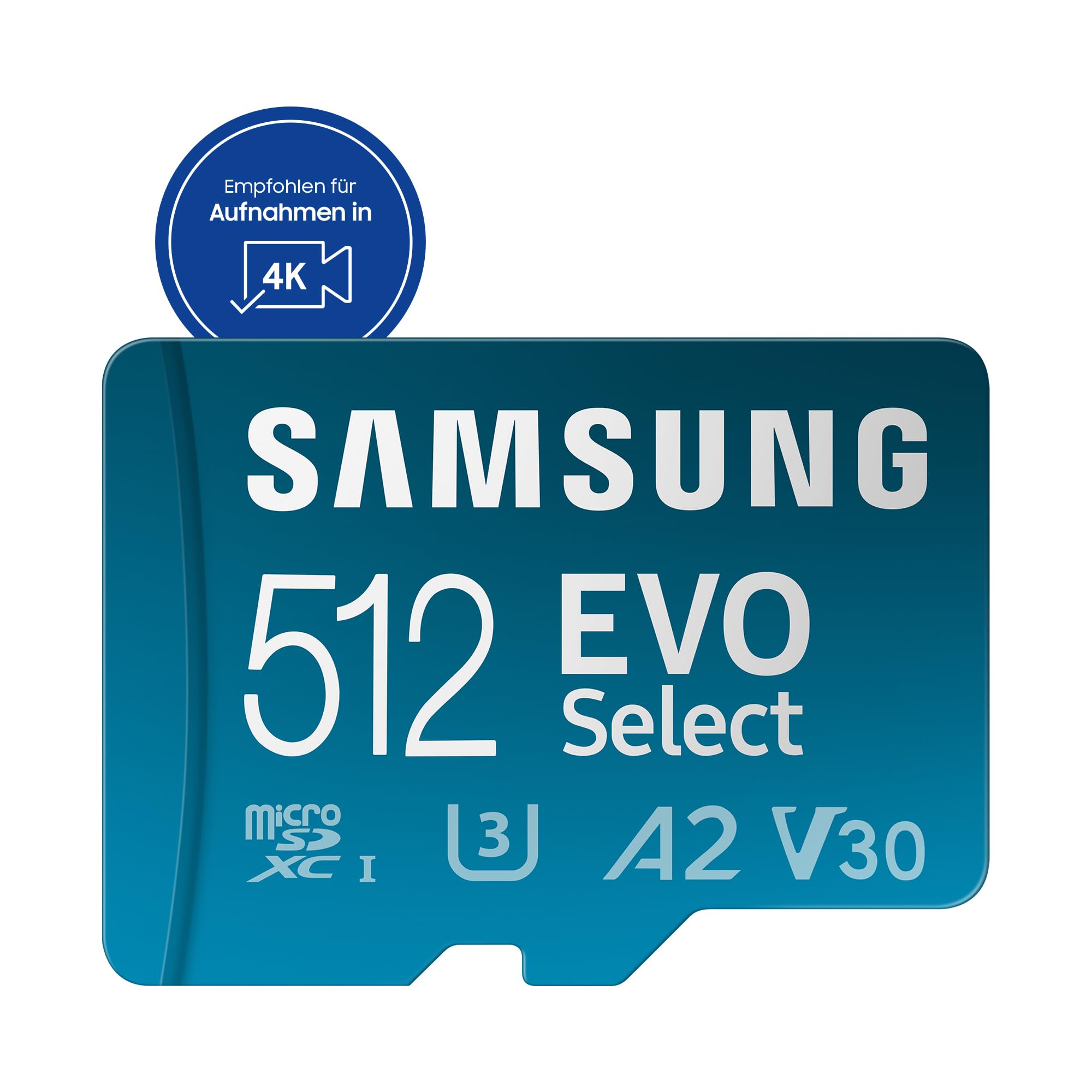 Samsung EVO Select (2024) microSD-Karte + SD-Adapter, 512 GB, Speicherkarte für Smartphone und Tablet, UHS-I U3, 4K UHD, Full HD, 160 MB/s Lesen, MB-ME512SA/EU 2