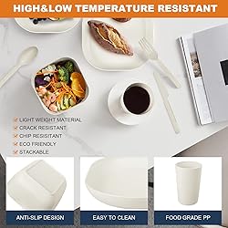 afcevnlb 24 Piece Wheat Straw Square Dinnerware