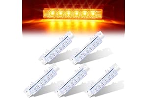 Wodvyss 5-Pack 6LED Amber Cab Marker Roof Lights Clear Lens Waterproof for Volvo VNL 2003-2020 Trucks