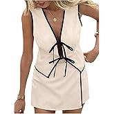 GORGLITTER Women's Two Piece Skirt Set Dressy Tie Front Vest Top and Wrap Mini Skirt Summer Vacation Going Out Outfits