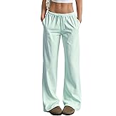 BemorRun Women's Pajama Pants Wide Leg Striped Cotton women Drawstring Lounge Pj Pants with Pockets