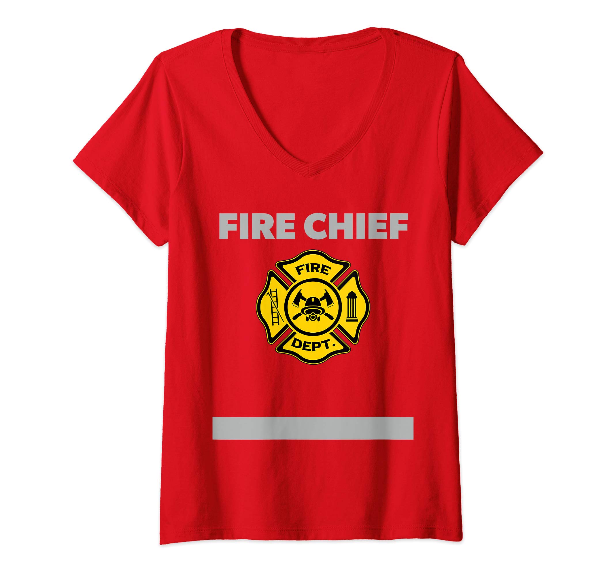 Photo 1 of Womens Firefighter Costume T Shirt Fire Chief V-Neck T-Shirt