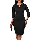 Women's Elegant Church Dress Work Midi Business Casual Dresses for Office Shopping Outfits