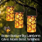 TickTime Rose Butterfly Solar Lanterns Hanging Outdoor Garden Decor view 6
