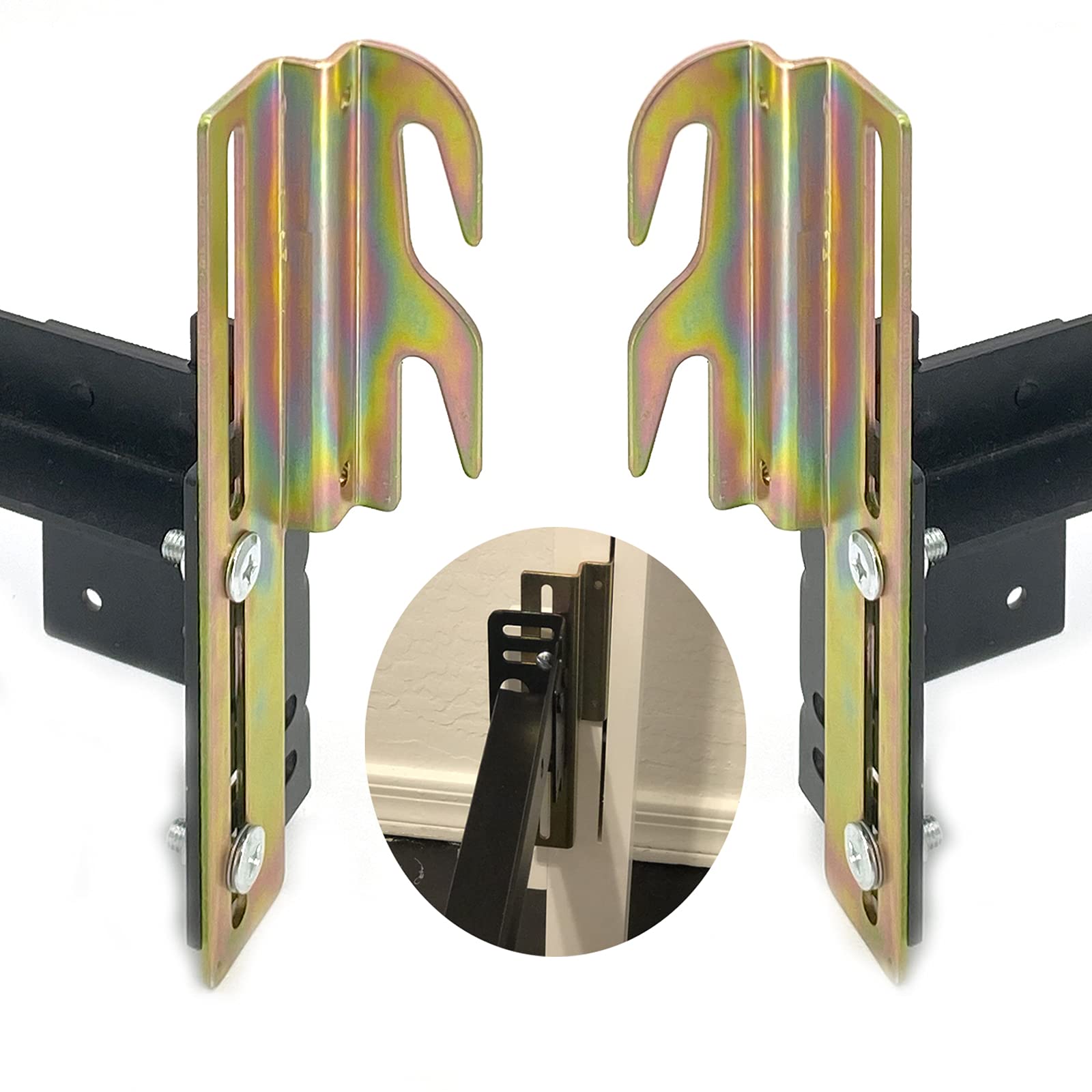 Photo 1 of 2 Pcs 711 Bed Frame Bolt On to Hook On Conversion Brackets for Headboard with Hardware, Adjustable Bed Rail Hook Plate Adapter?Hook on Bed Rails Brackets