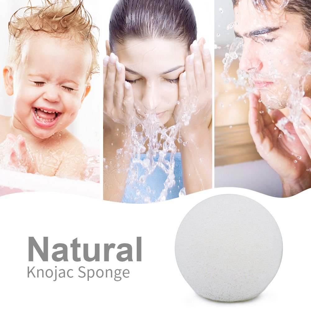 Pure Konjac Sponge All Natural Bebevisa Facial Sponge Deep Cleansing,Gently Exfoliating,Perfect to Combat Spot Prone Skin,Oily Skin Facial Sponge Puff, Face Scrub Face Washer