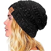 Winter Satin Lined Beanie Hats for Women Men Warm Oversized Slouchy Knitted Skull Cap with Satin Silk Lining for Natural Hair
