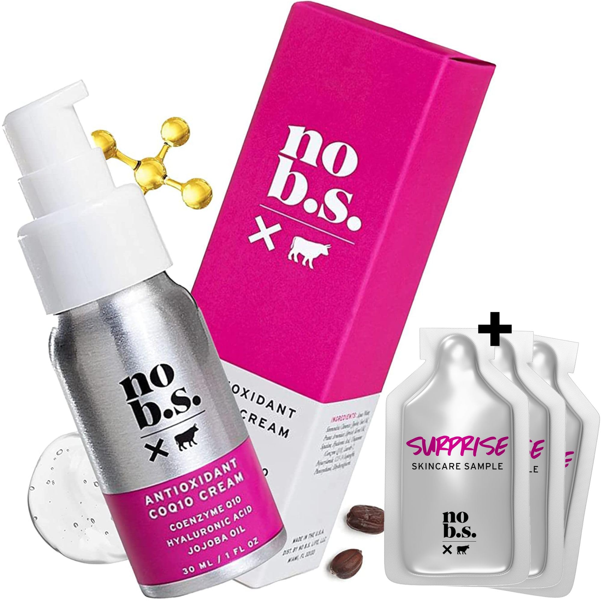 No B.S. Antioxidant CoQ10 Face Cream - Face Firming Moisturizer with Coenzyme Q10, Hyaluronic Acid & Jojoba Oil. Potent Formulas. Clean Skincare.