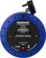 Daewoo Extension Reel 2 Way Socket 5 Metre Cable Heavy Duty Safety Cutout view 2