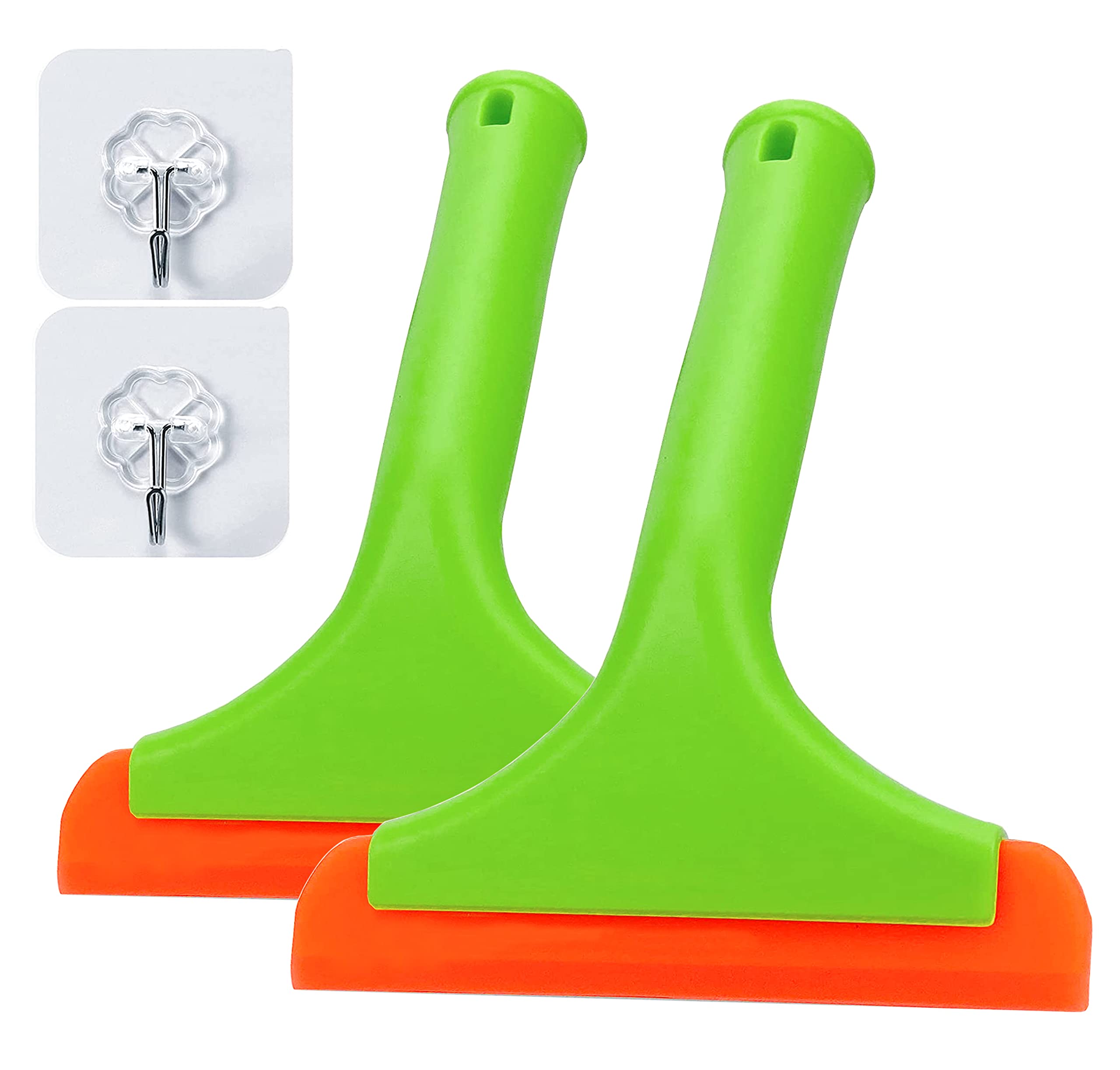 LinYesh Window Squeegee with Hook, 2PCS Shower Squeegees Set, Flexible Silicone Squeegee for Glass, Window, Shower Door, Bathroom Glass, Car Windshield