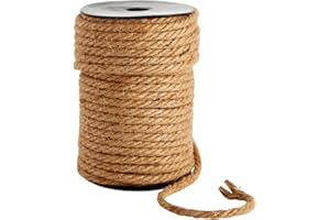 GENIE CRAFTS 100 Feet Nautical Rope for Crafts, 6mm Thick Jute Twine (Brown)