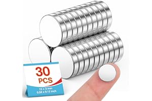 Junarter 30Pack Neodymium Disc Magnets, 15x3mm Multi-Use Small Round Fridge Magnets Whiteboard Magnet for Office, Home, Kitchen