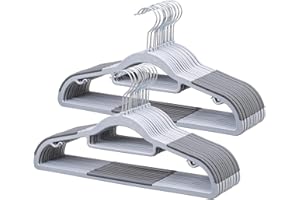 LMTrystFit 30-Pack Plastic Clothes Hangers, Space Saver, Non Slip, 360° Swivel Hook, 0.2 Inches Slim, Sturdy Heavy Duty Hangers for Coat, Durable Hangers for Suits, Light and Dark Gray