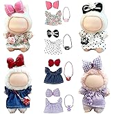 17 cm Doll Clothes 4 Sets - 6.7 Inches Outfits for Adult Collector Dolls - Premium Fashion Display Accessories, Chic Doll Clothing Bundle (Dress+Bow+Bag), Gifts for Hobbyists (No Dolls)