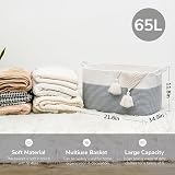TIMEYARD Large Storage Basket 65L Grey Cotton Rope 55x38x30 cm Toy Towels view 3