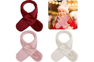 SATINIOR 3 Pieces Kids Winter Scarf Fleece Collar Scarf Adjustable Toddler Neck Warmer for Baby Boys Girls(Wine Red, Pink, Apricot)