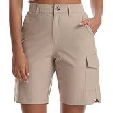 Kcutteyg Women's Lightweight Hiking Work Cargo Shorts 8"-with 5 Pockets | Water Resistant Quick Dry for Athletic,Running,Golf,Camping,Casual