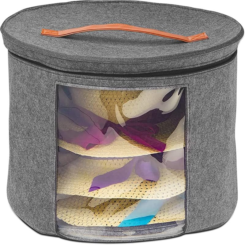 UPJWS Large Round Hat Storage Bag with Lid for Women Travel Toy Container