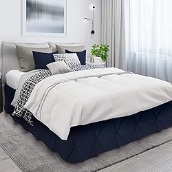 Nestl Navy Blue Bed Skirt Cal King Size, Pinch