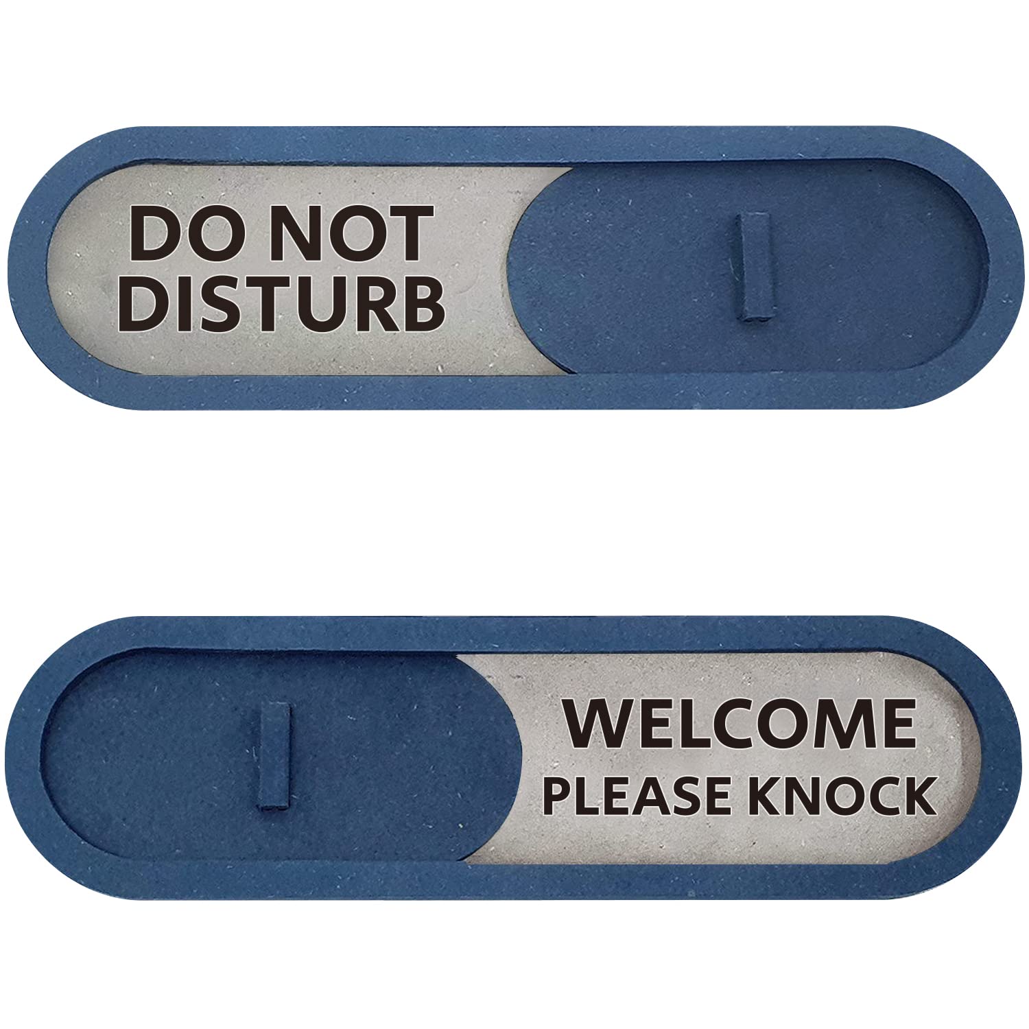 GEEKBEAR Do Not Disturb Welcome Slider Door Sign for Home Office - Premium MDF, 7.5 x 2.2 in (Blue)