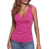 EasyGala Womens Deep V Neck Tank Tops Sexy Sleeveless Wrap Tops Fitted Ruched Shirts 2026