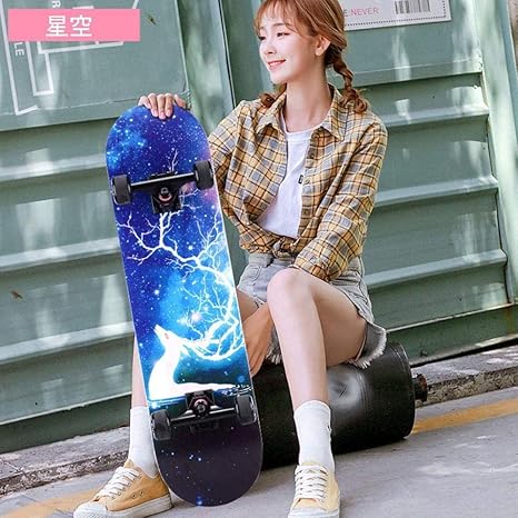 Amazon Co Jp スケートボード 標準スケートボード プロのショートボード 7層メープルダブルキック凹面デッキ 男性と女性のファッションアダルトチルドレン スポーツ アウトドア ロングボード プロブラシストリートスケートボード 2 子供用 誕生日 ギフト プレゼント