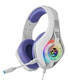 Tatybo Gaming Headset for Ps4 Ps5 Switch PC Mobile Xbox with Noise Canceling Mic, Wired Gaming Headset with RGB Light, Stereo Surround Sound